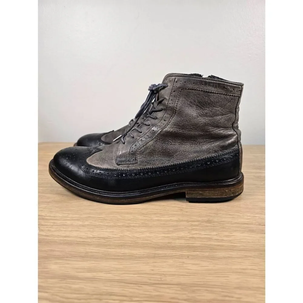 All Saints Brouge Boots Men’s Size 10.5 EU 44 Leather Brown Black
